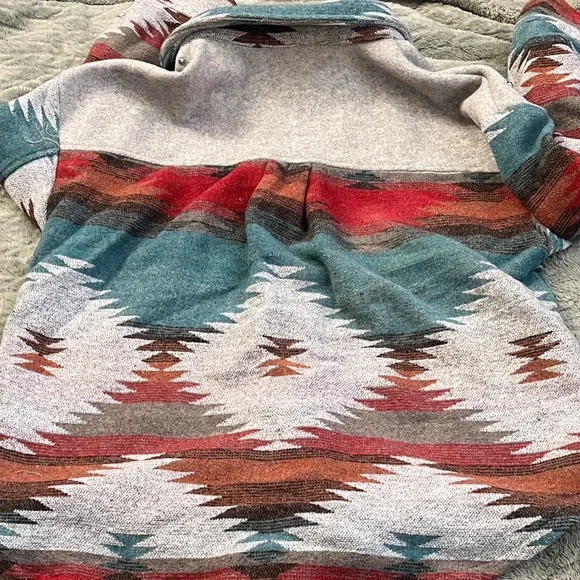 Teal & Red Southwestern Bomber Jacket - Picture 9 of 9